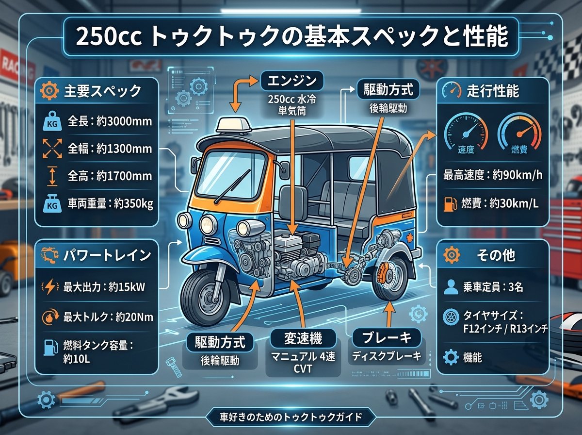 250ccトゥクトゥクの基本スペックと性能
