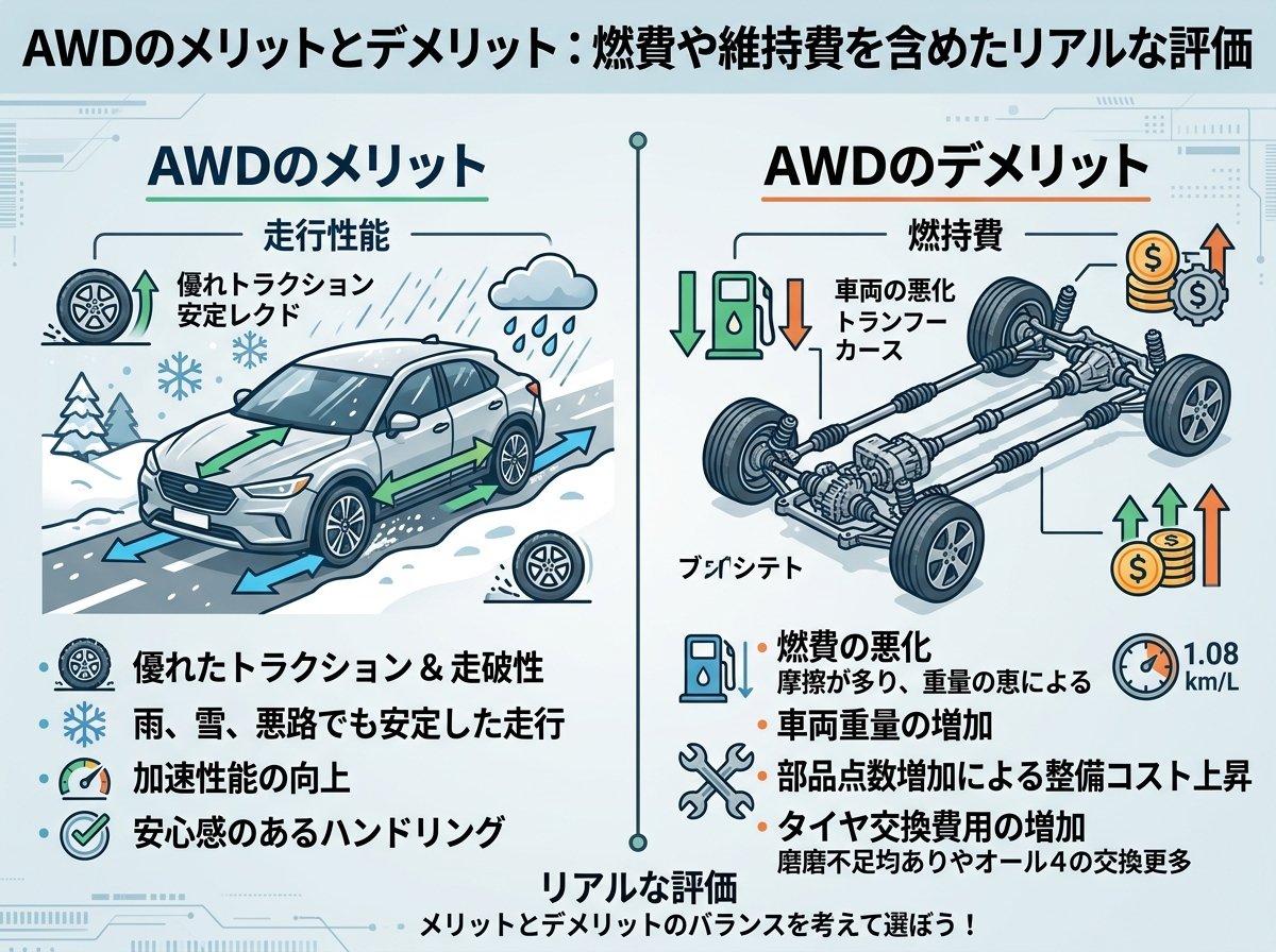 AWDのメリットとデメリット:燃費や維持費を含めたリアルな評価