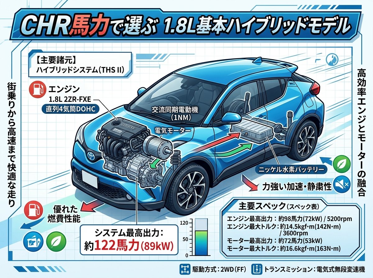 CHR馬力で選ぶ1.8L基本ハイブリッドモデル