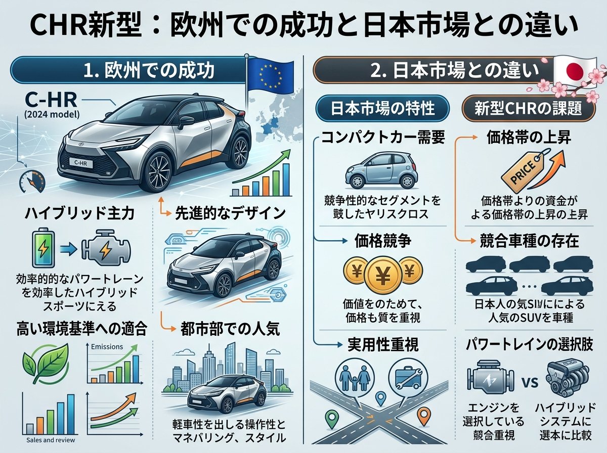 CHR新型の欧州での成功と日本市場との違い