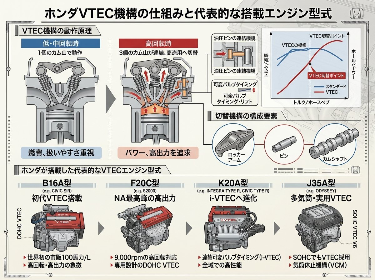 VTECの仕組みとホンダが搭載した代表的なエンジン型式