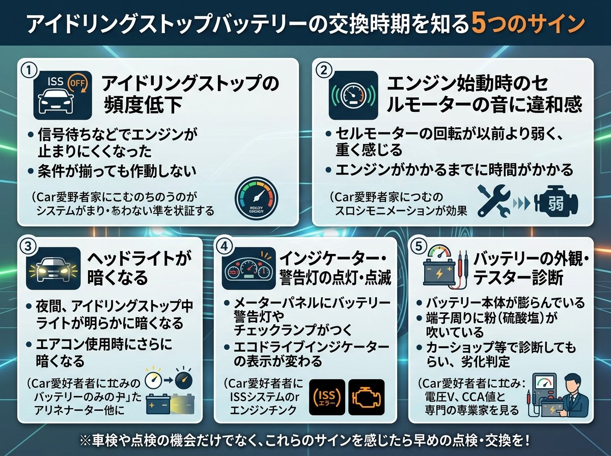 アイドリングストップバッテリーの交換時期を知る5つのサイン