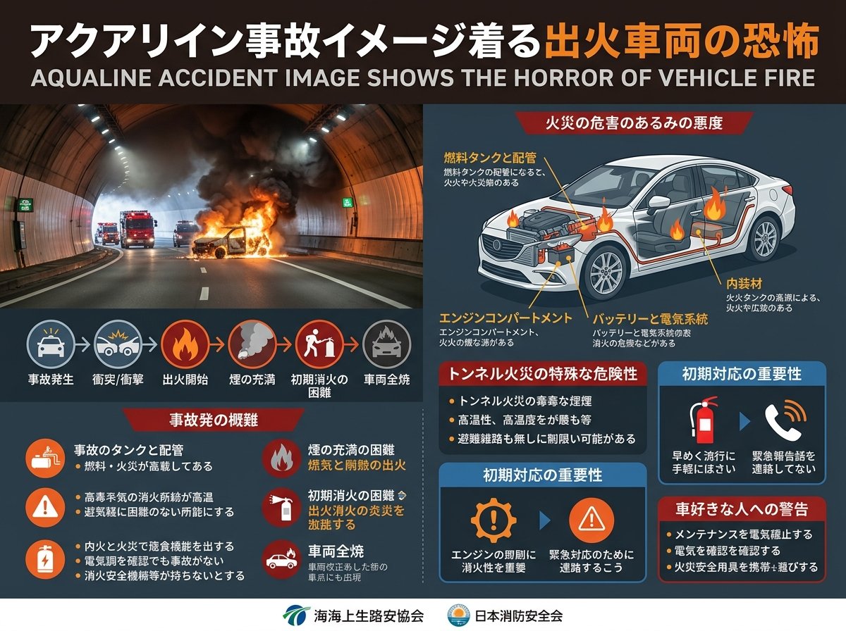 アクアライン事故画像が示す車両火災の恐怖