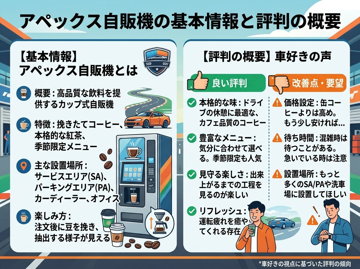 アペックス自販機の基本情報と評判の概要