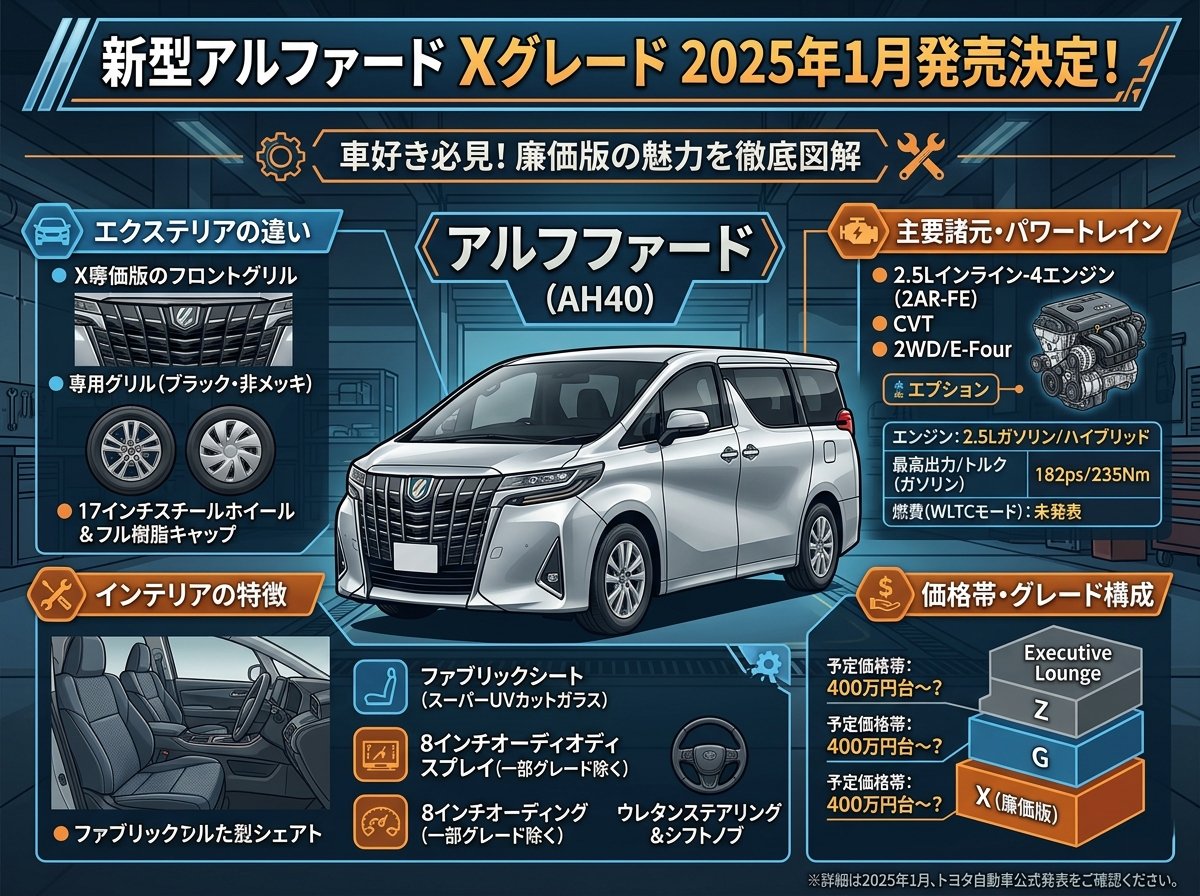 アルファード廉価版Xグレード2025年1月発売決定