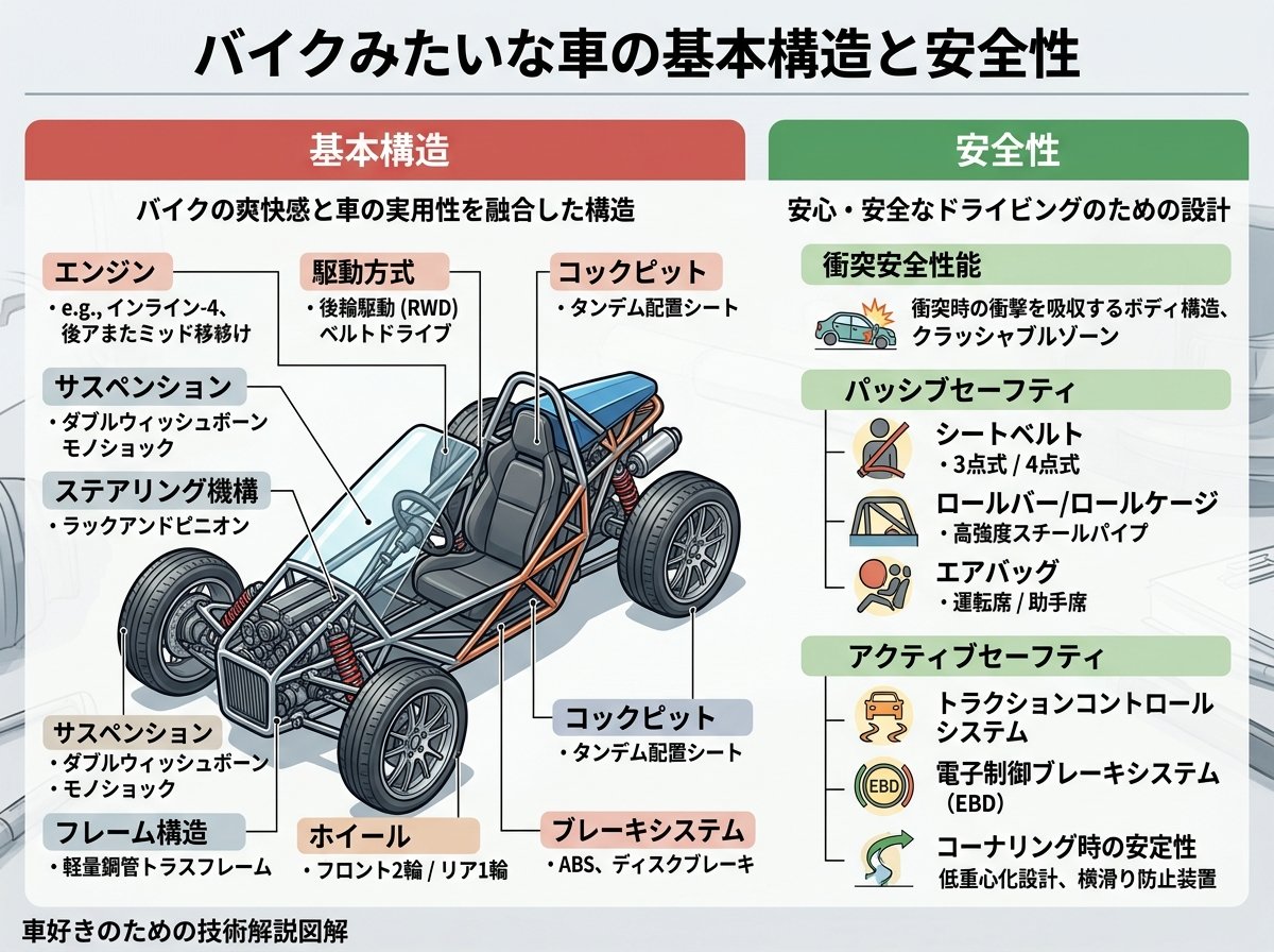 バイクみたいな車の基本構造と安全性