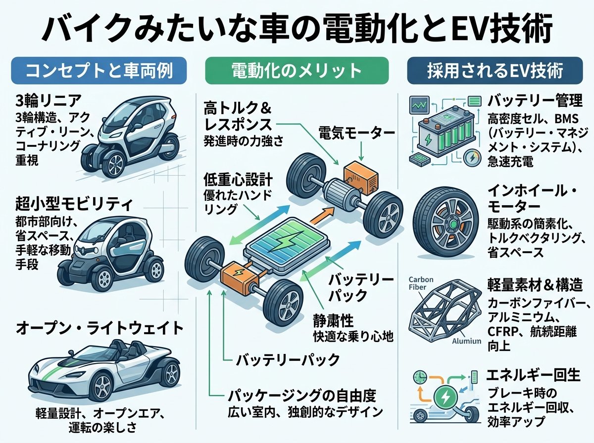 バイクみたいな車の電動化とEV技術