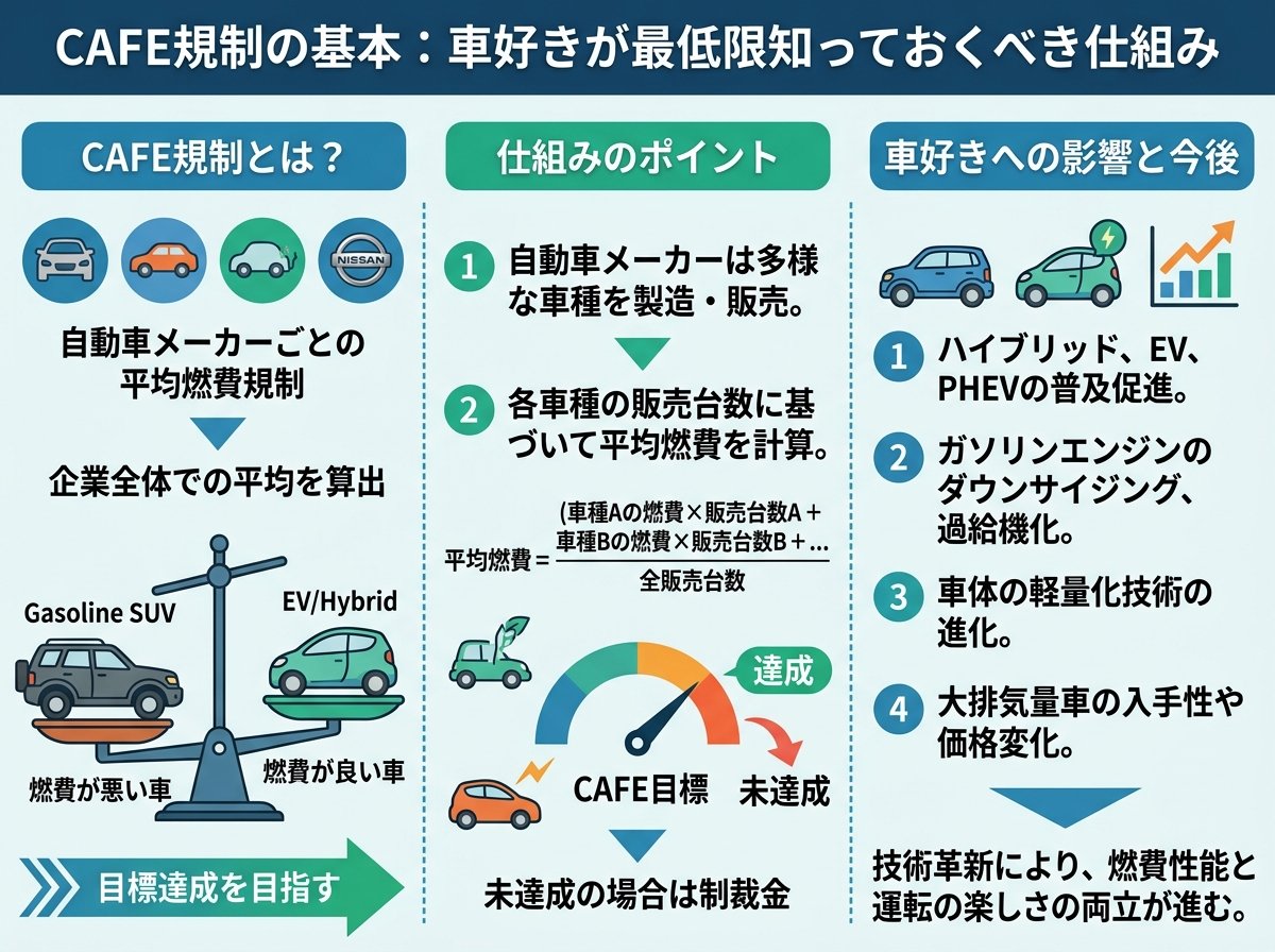 cafe規制（CAFE規制）の基本：車好きが最低限知っておくべき仕組み