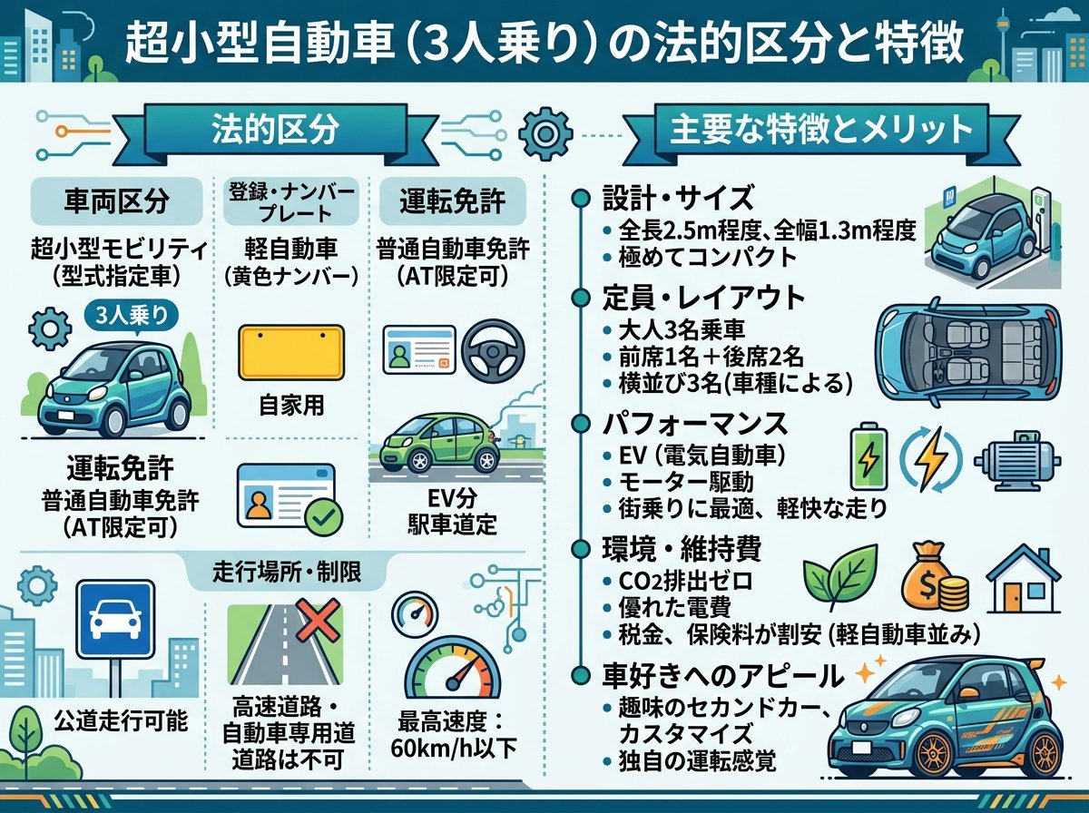 超小型自動車3人乗りの法的区分と特徴