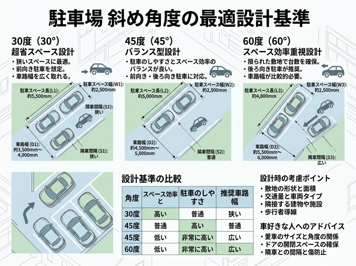 駐車場斜め角度の最適設計基準