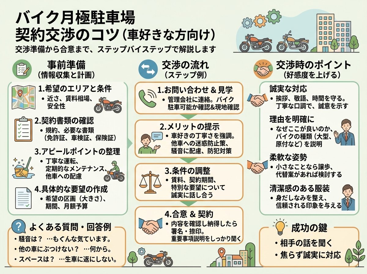 駐車場にバイク月極で許可を得るための交渉方法