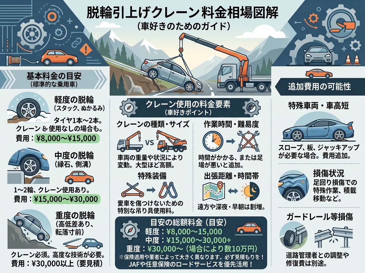 脱輪引き上げのクレーン料金相場