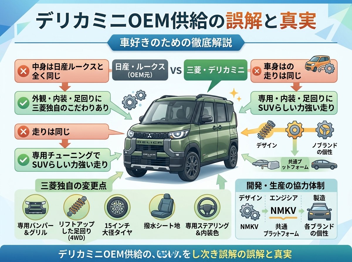 デリカミニOEM供給の誤解と真実