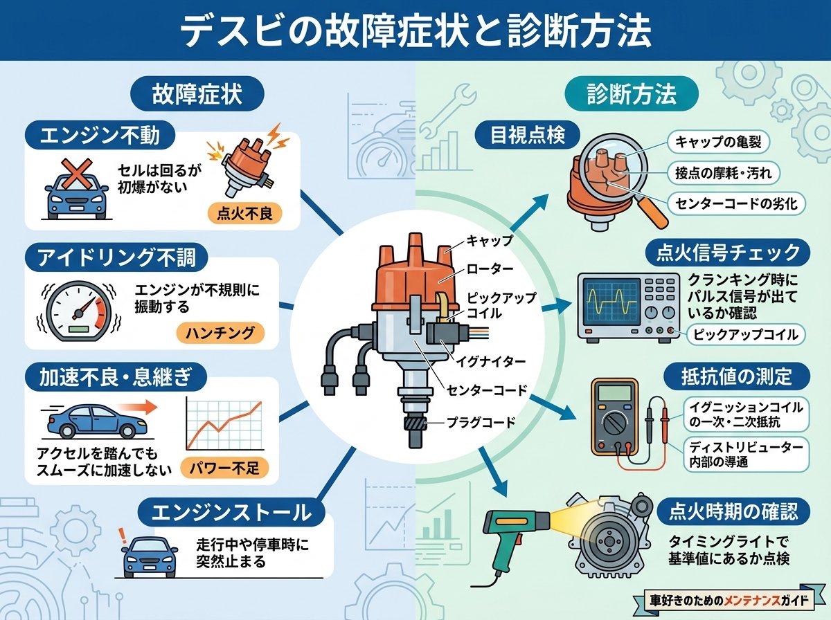 デスビの故障症状と診断方法