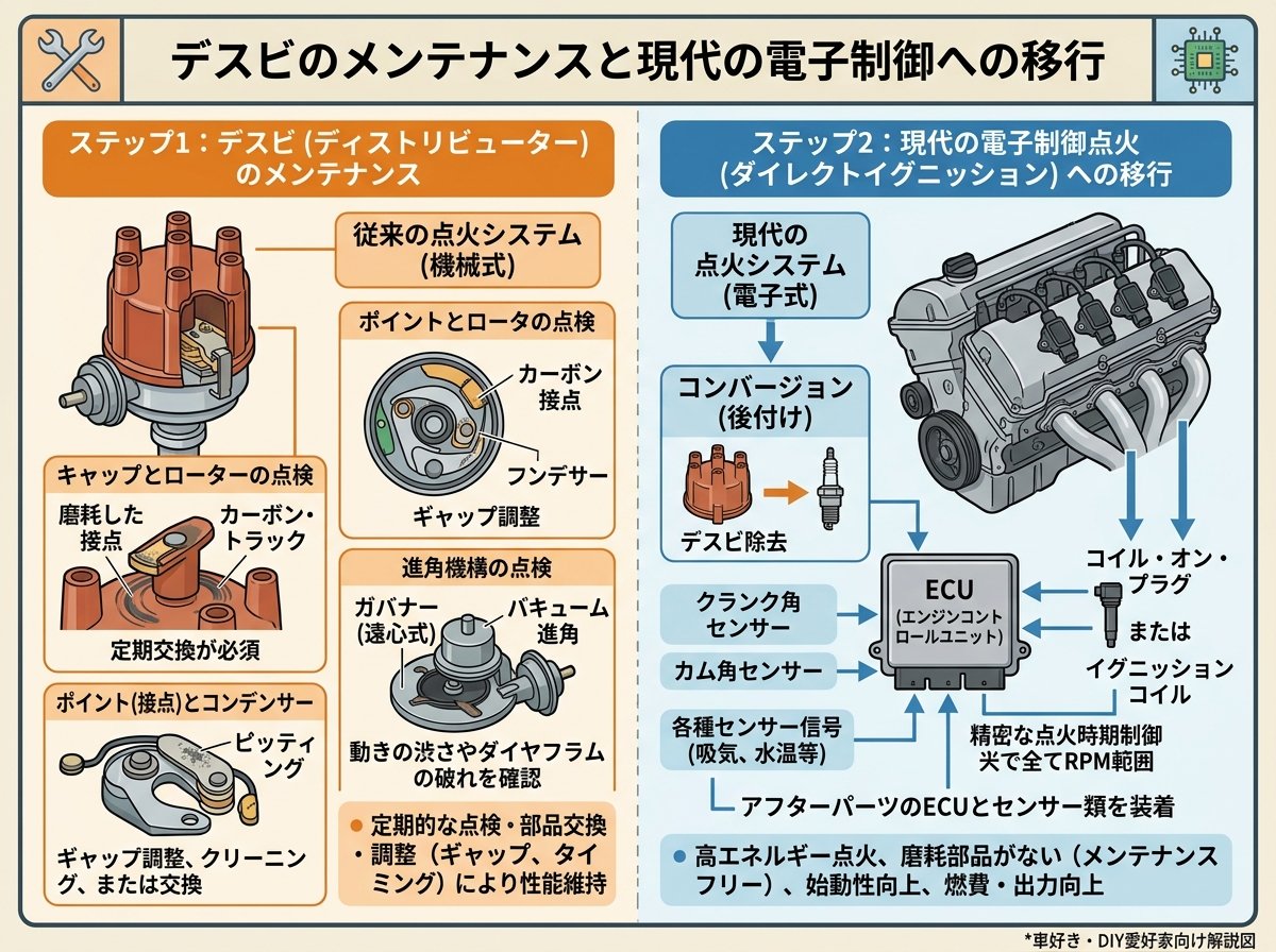 デスビのメンテナンスと現代の電子制御への移行