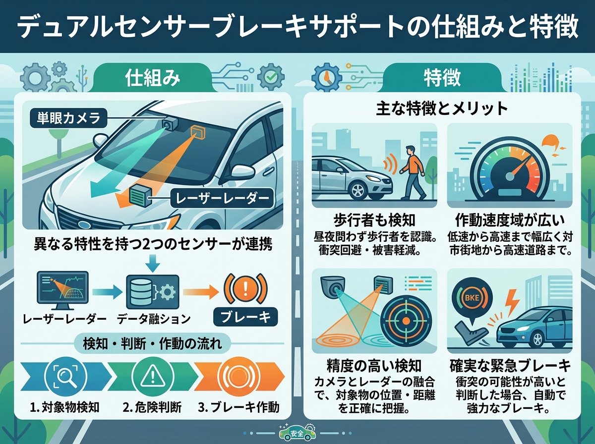 デュアルセンサーブレーキサポートの仕組みと特徴