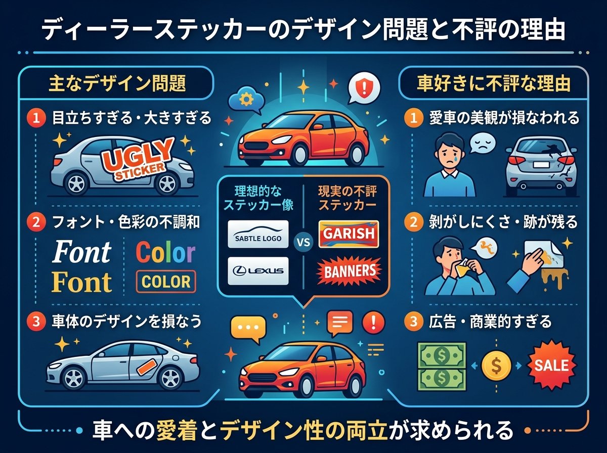 ディーラーステッカーのデザイン問題と不評の理由