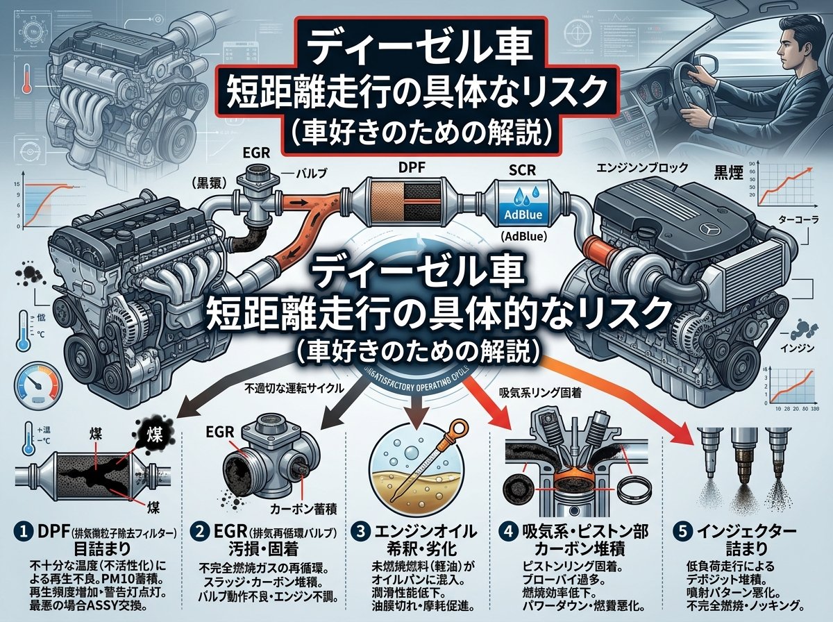 ディーゼル車短距離走行の具体的なリスク