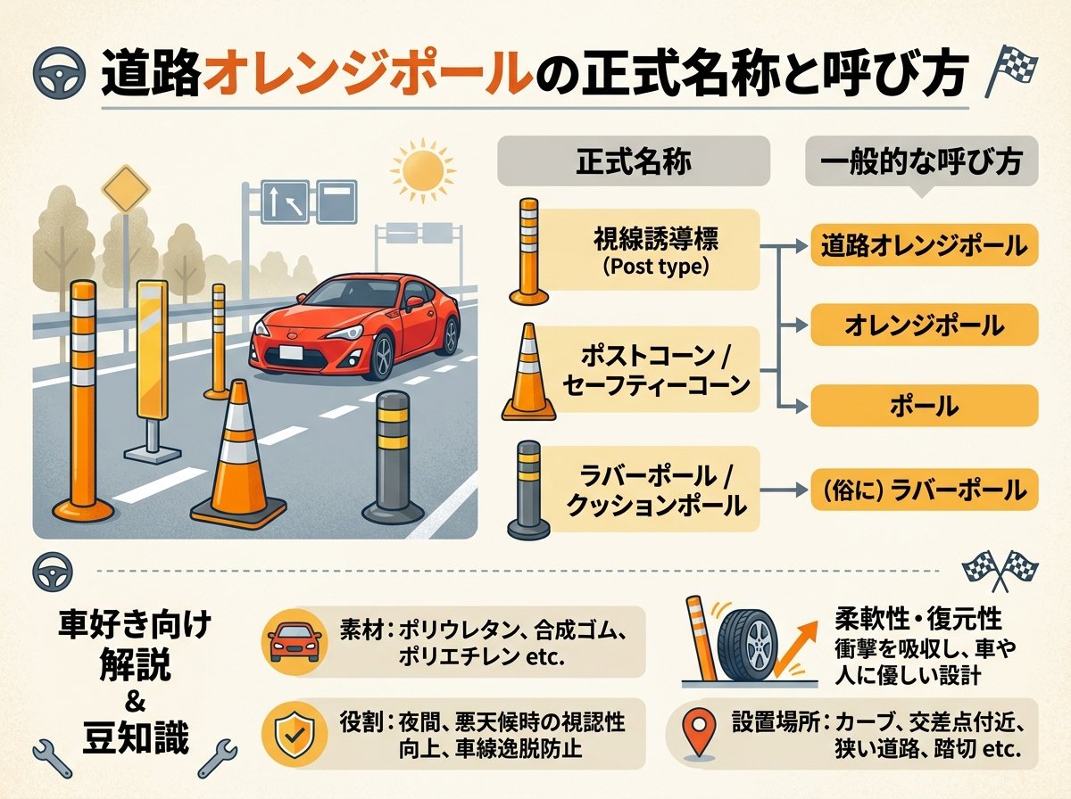 道路オレンジポールの正式名称と呼び方