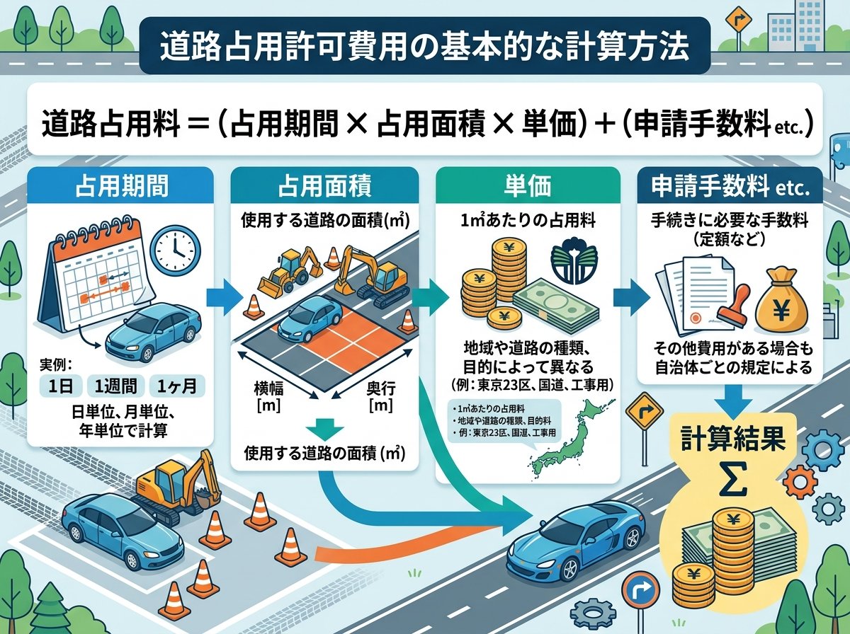 道路占用許可費用の基本的な計算方法