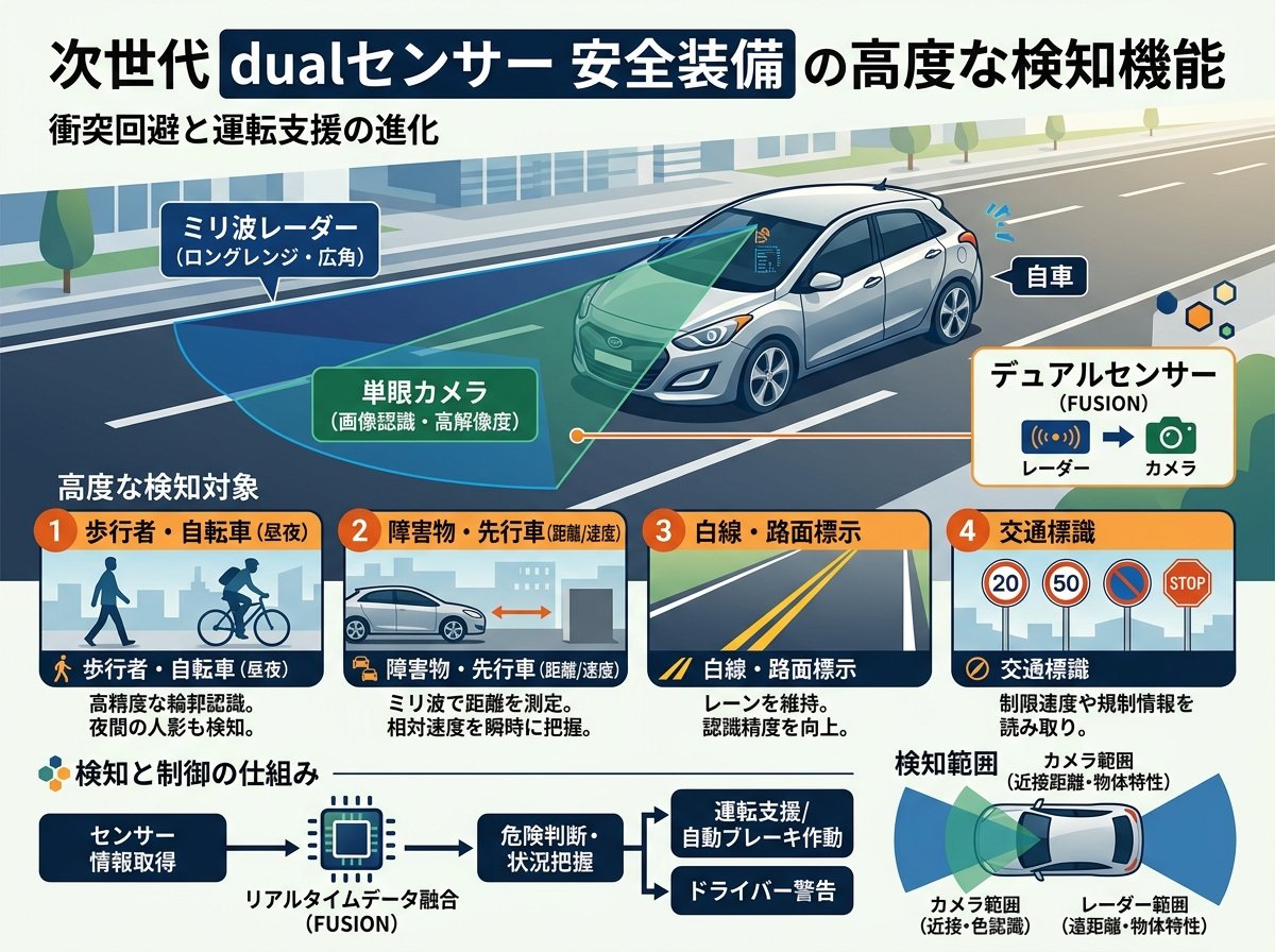 dualセンサー安全装備の高度な検知機能
