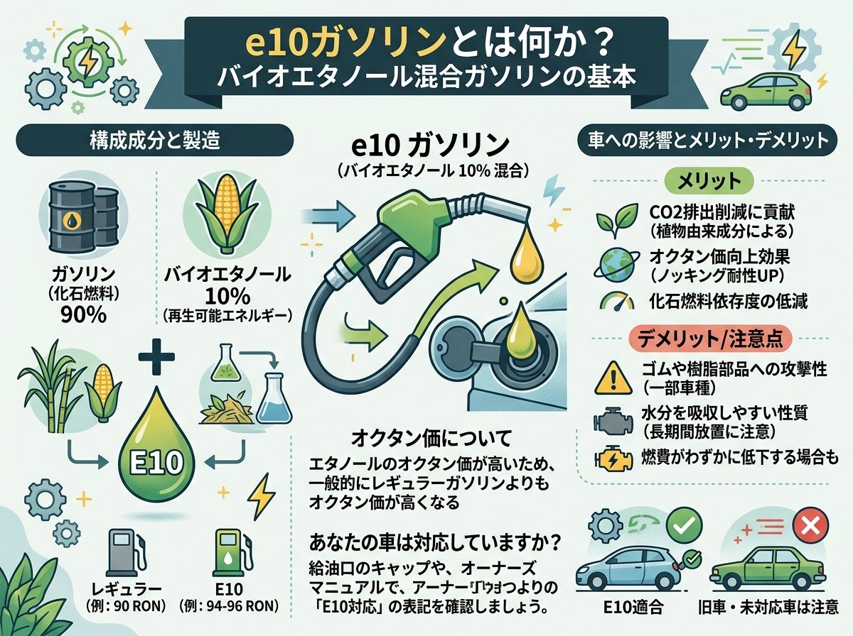 e10ガソリンとは何か？バイオエタノール混合ガソリンの基本