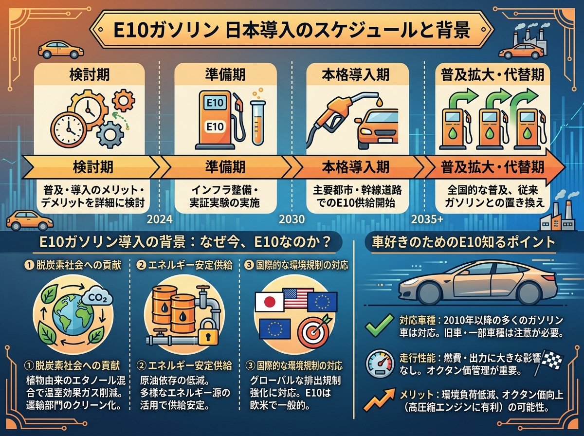 e10ガソリンが日本で導入されるスケジュールと背景