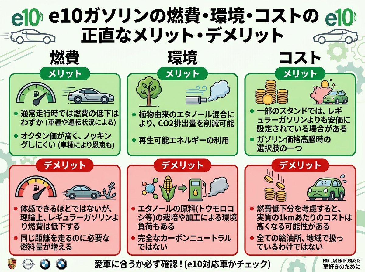 e10ガソリンの燃費・環境・コストの正直なメリット・デメリット