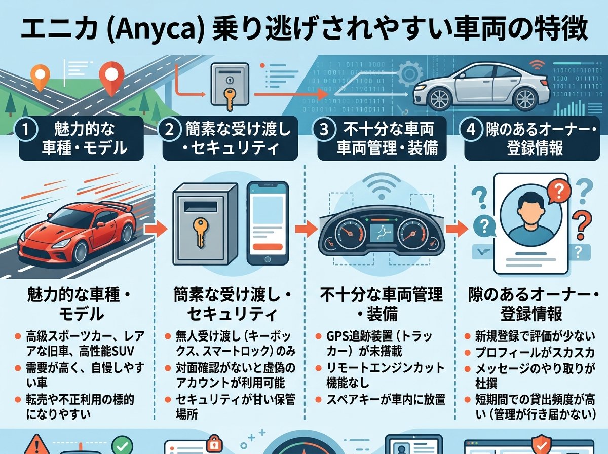 エニカ乗り逃げされやすい車両の特徴