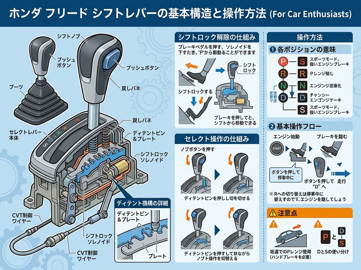 フリード シフトレバーの基本構造と操作方法