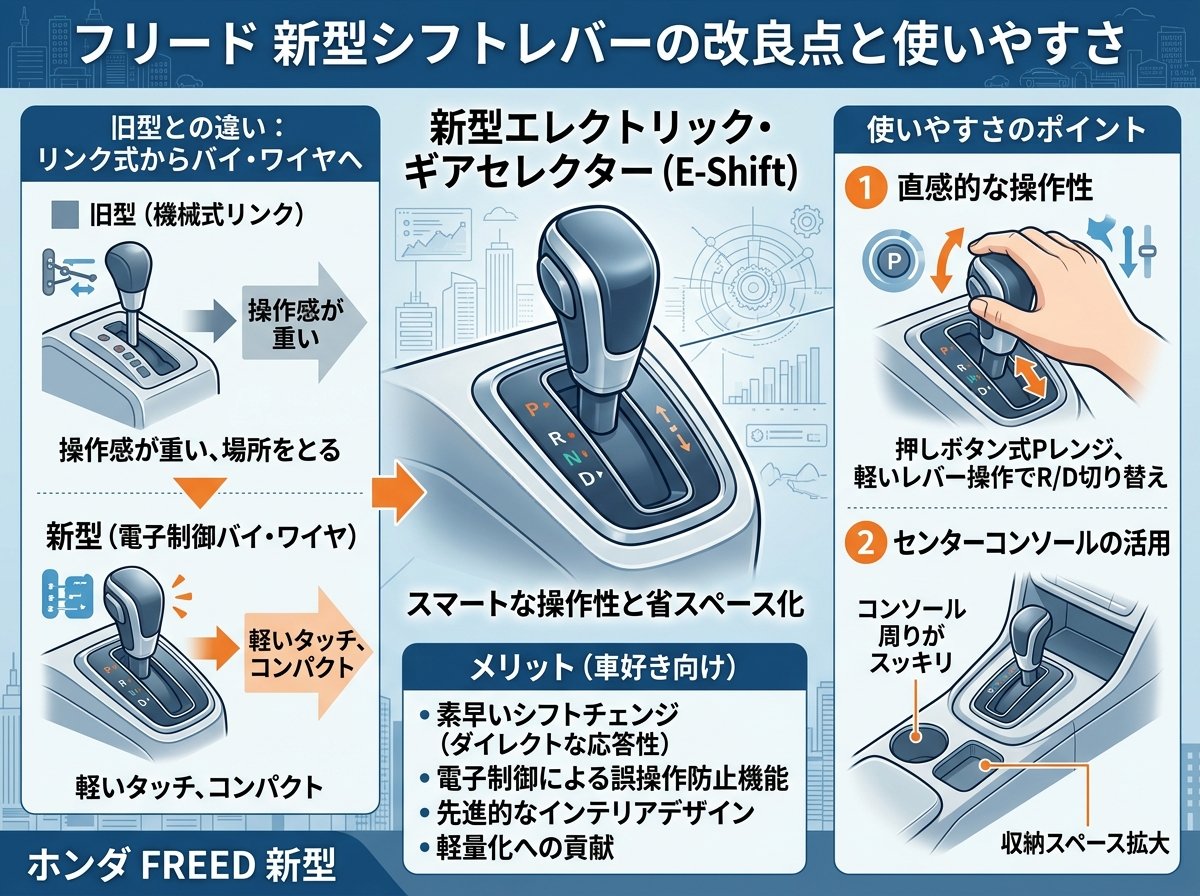 フリード 新型シフトレバーの改良点と使いやすさ