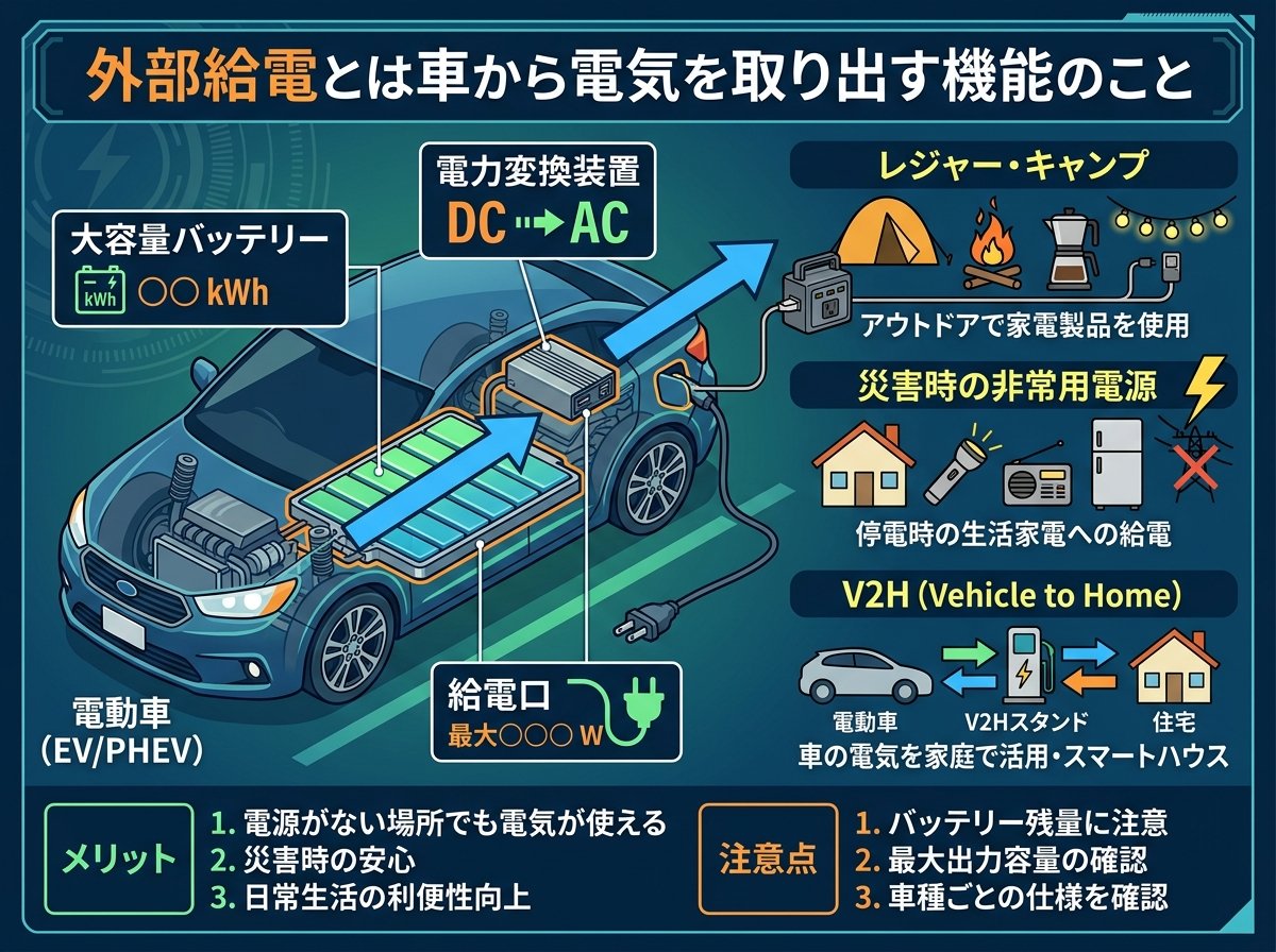 外部給電とは車から電気を取り出す機能のこと