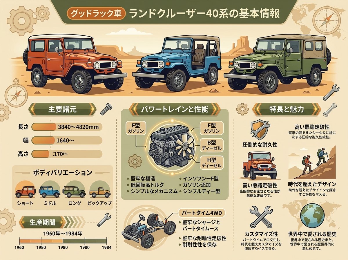 グッドラック車ランドクルーザー40系の基本情報