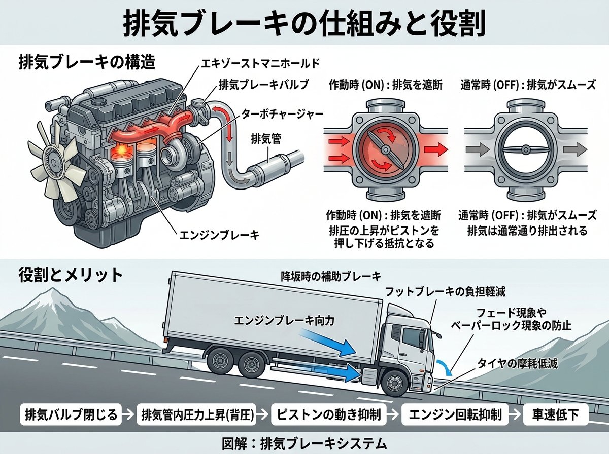 排気ブレーキの仕組みと役割