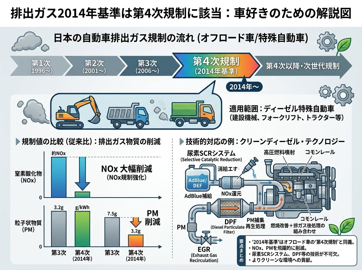 排出ガス2014年基準は第4次規制に該当