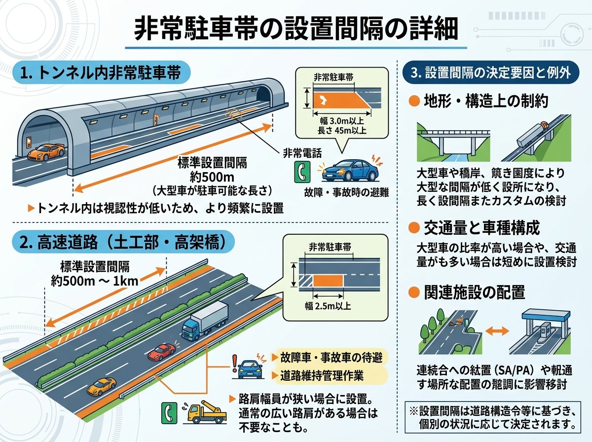 非常駐車帯の設置間隔の詳細