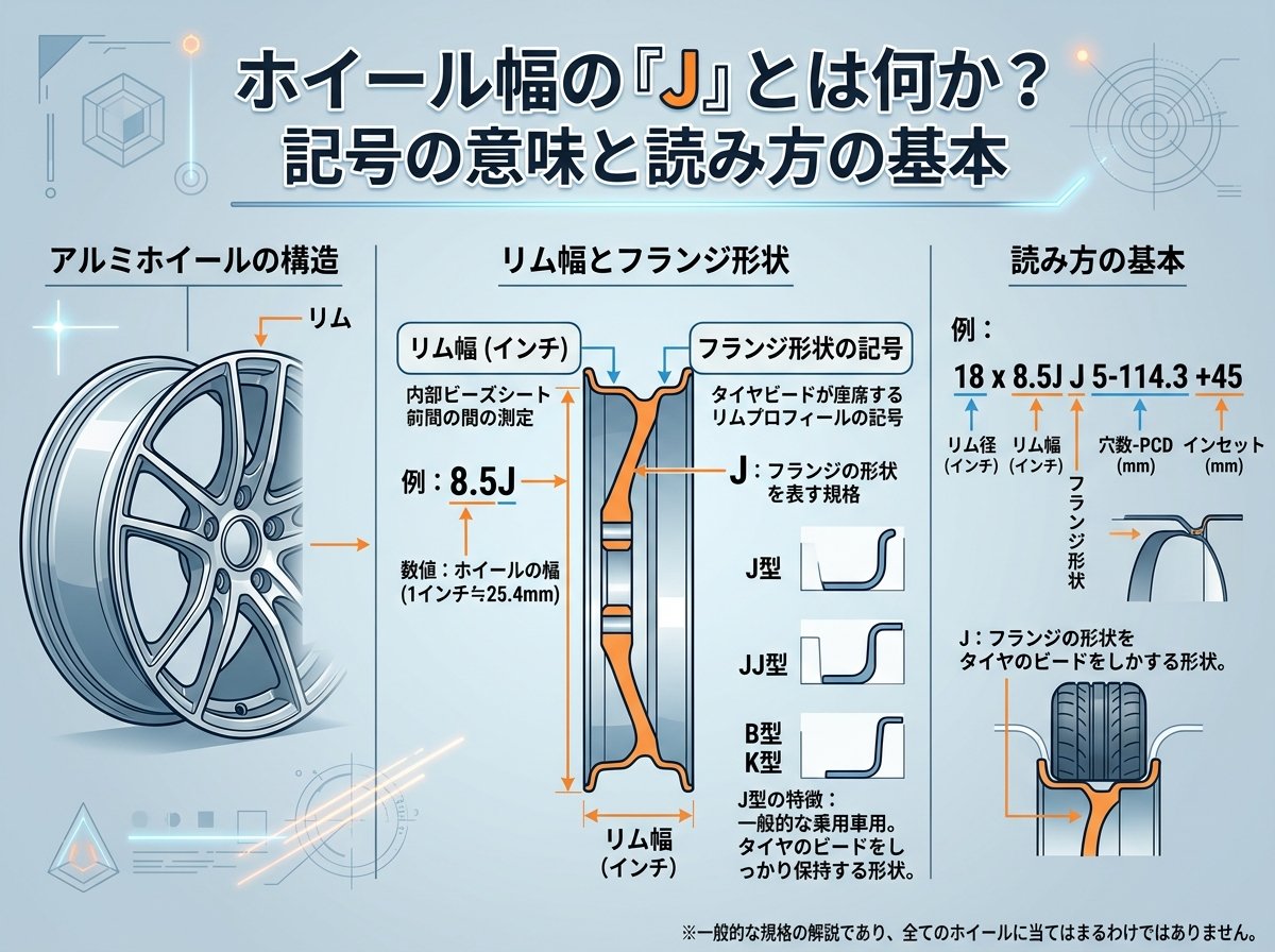 ホイール幅のJとは何か？記号の意味と読み方の基本