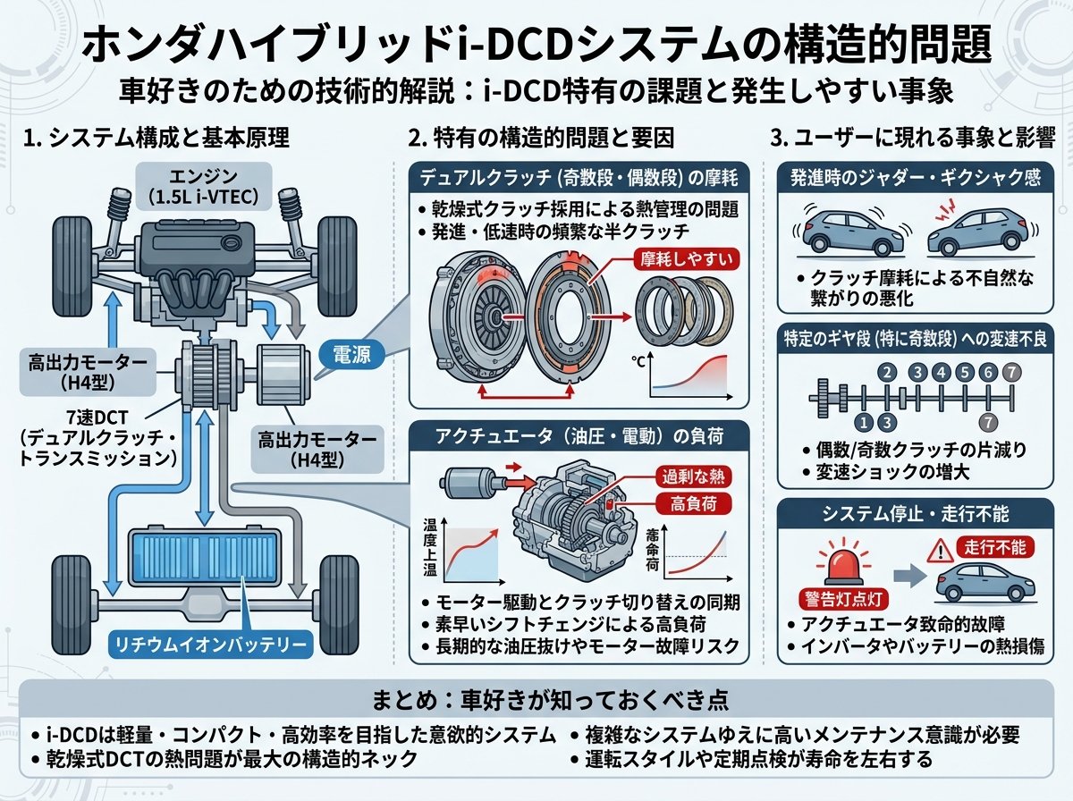 ホンダハイブリッドi-DCDシステムの構造的問題