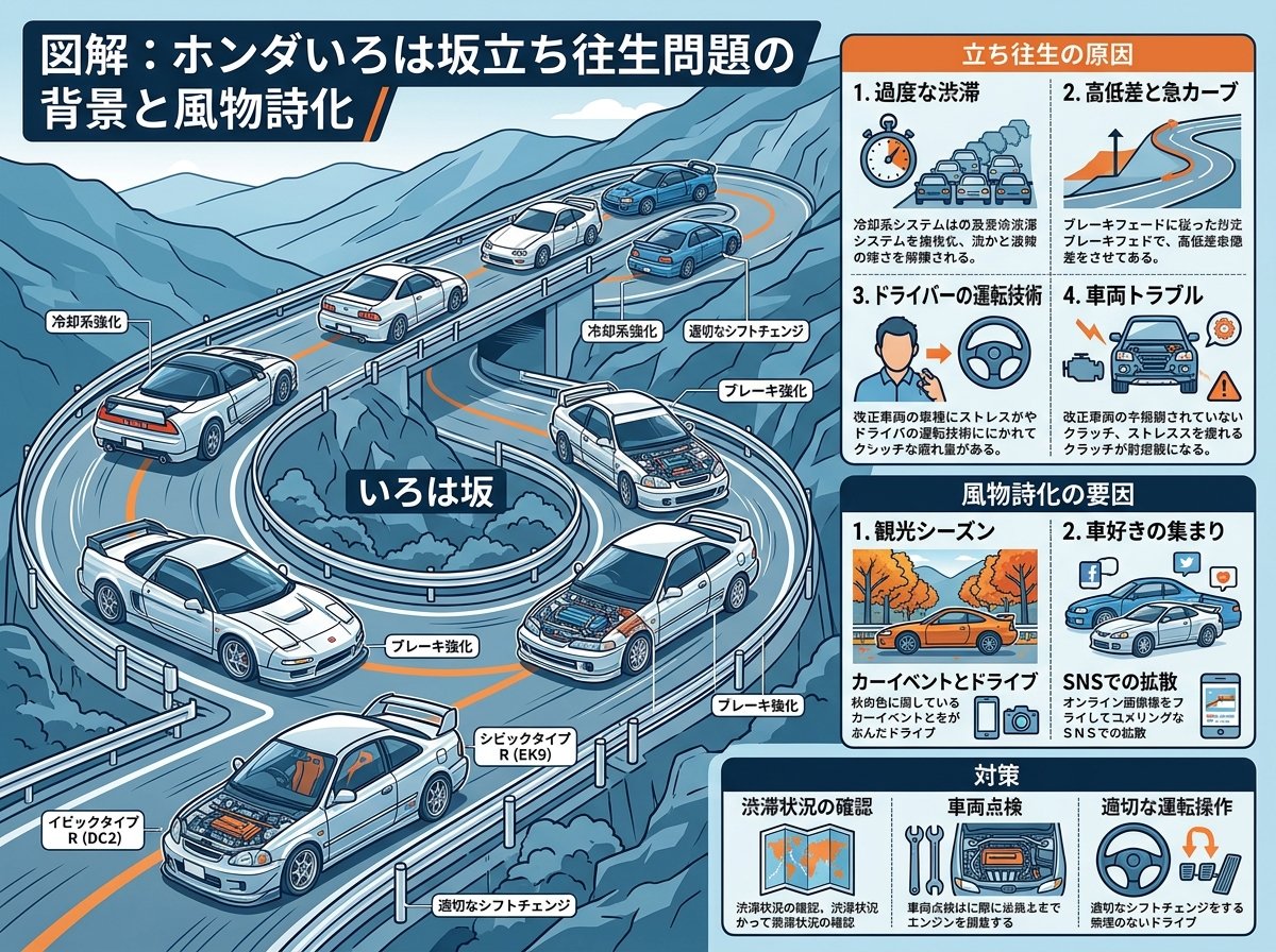 ホンダいろは坂での立ち往生が風物詩化
