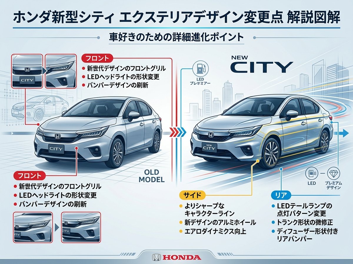 ホンダ新型シティのエクステリアデザイン変更点