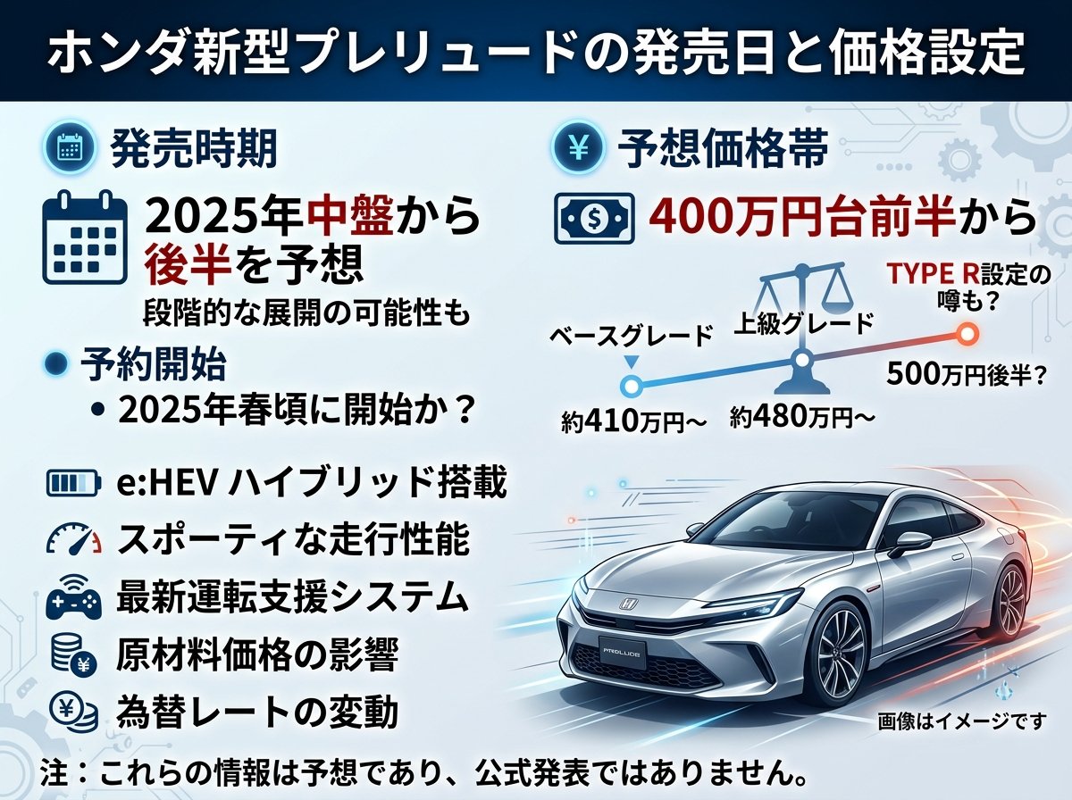 ホンダ新型プレリュードの発売日と価格設定