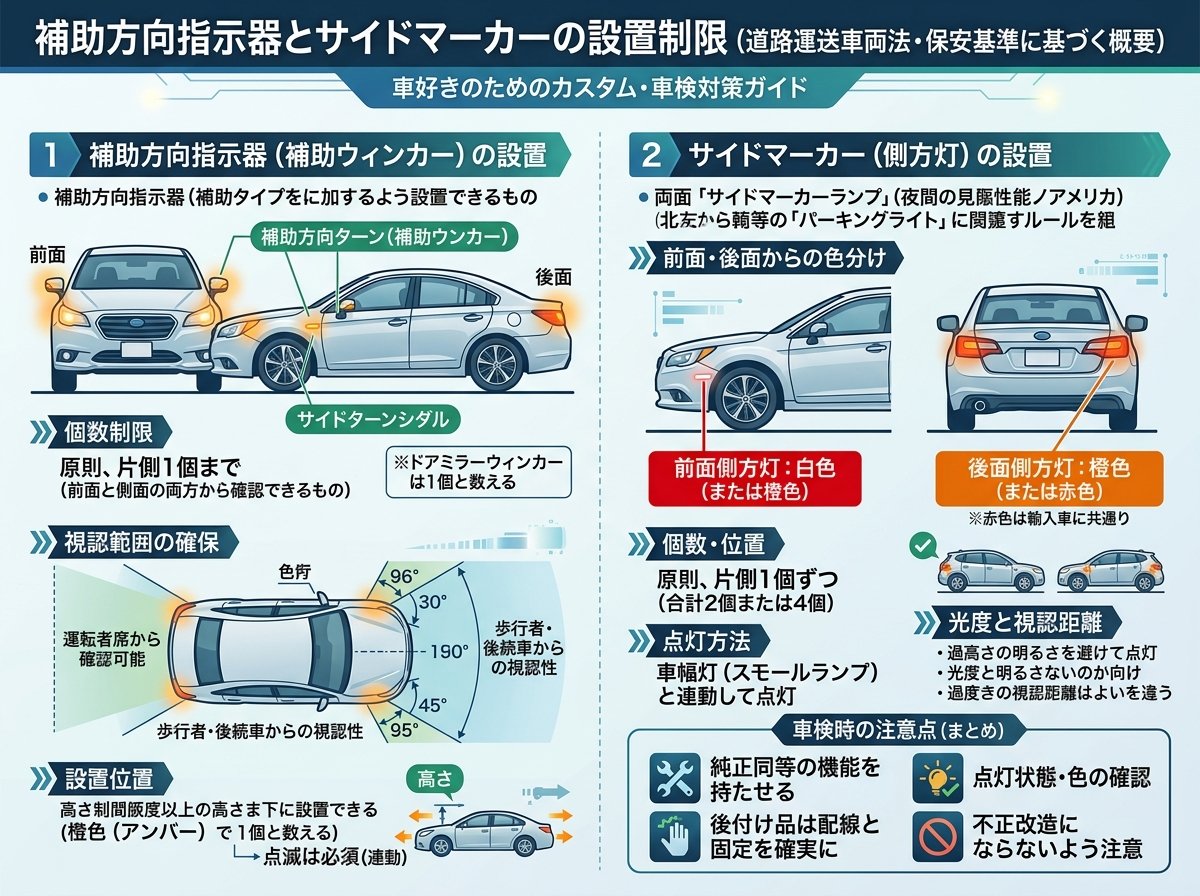 補助方向指示器とサイドマーカーの設置制限