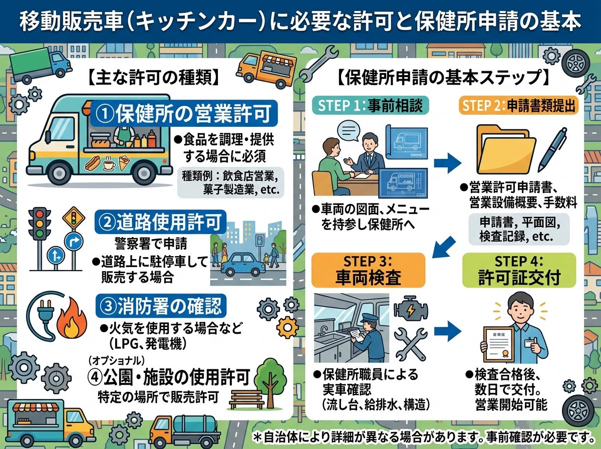 移動販売車に必要な許可の種類と保健所申請の基本