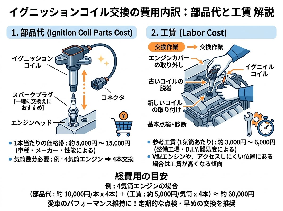 イグニッションコイル交換の部品代と工賃