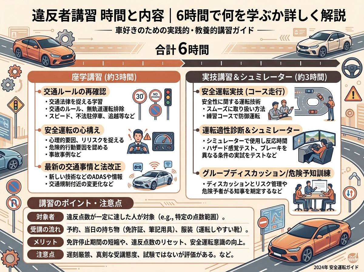 違反者講習の時間と内容｜6時間で何をするのか詳しく解説