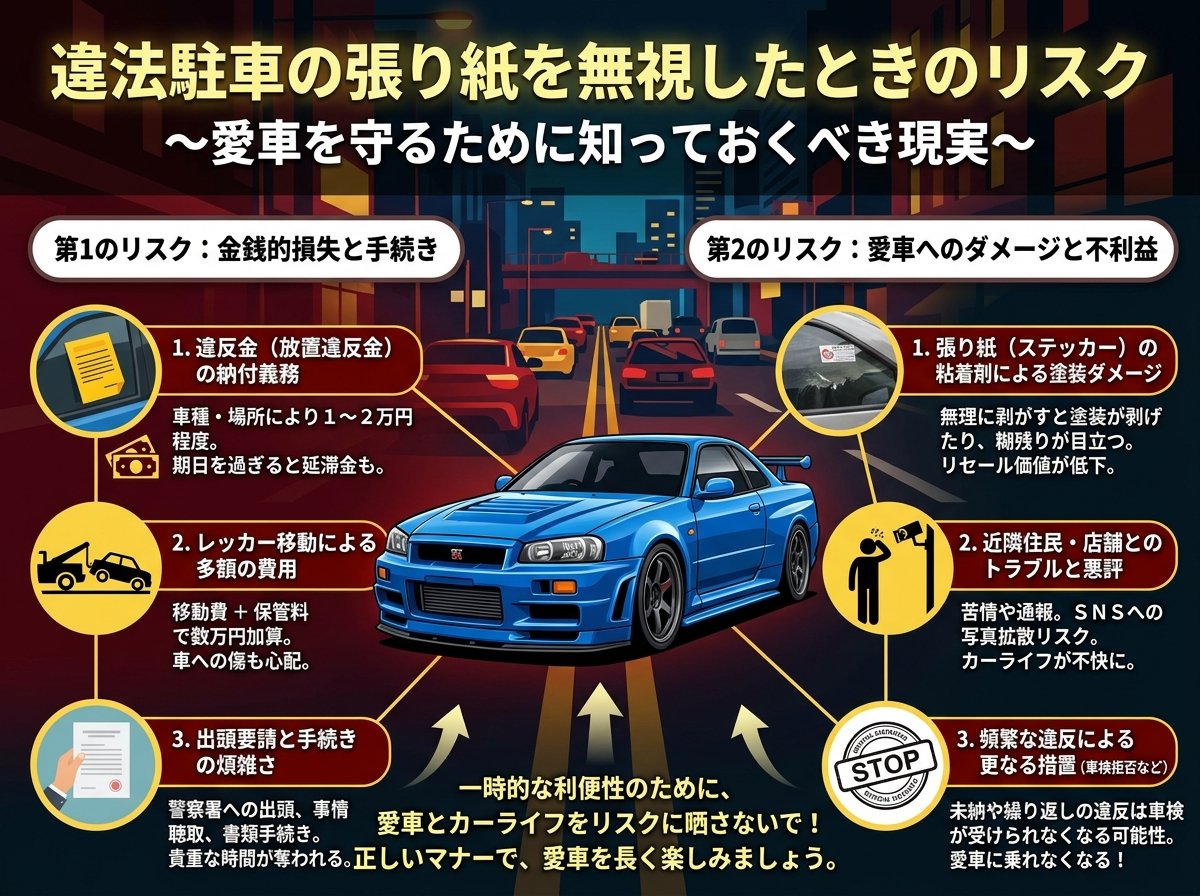 違法駐車の張り紙を無視したときのリスク
