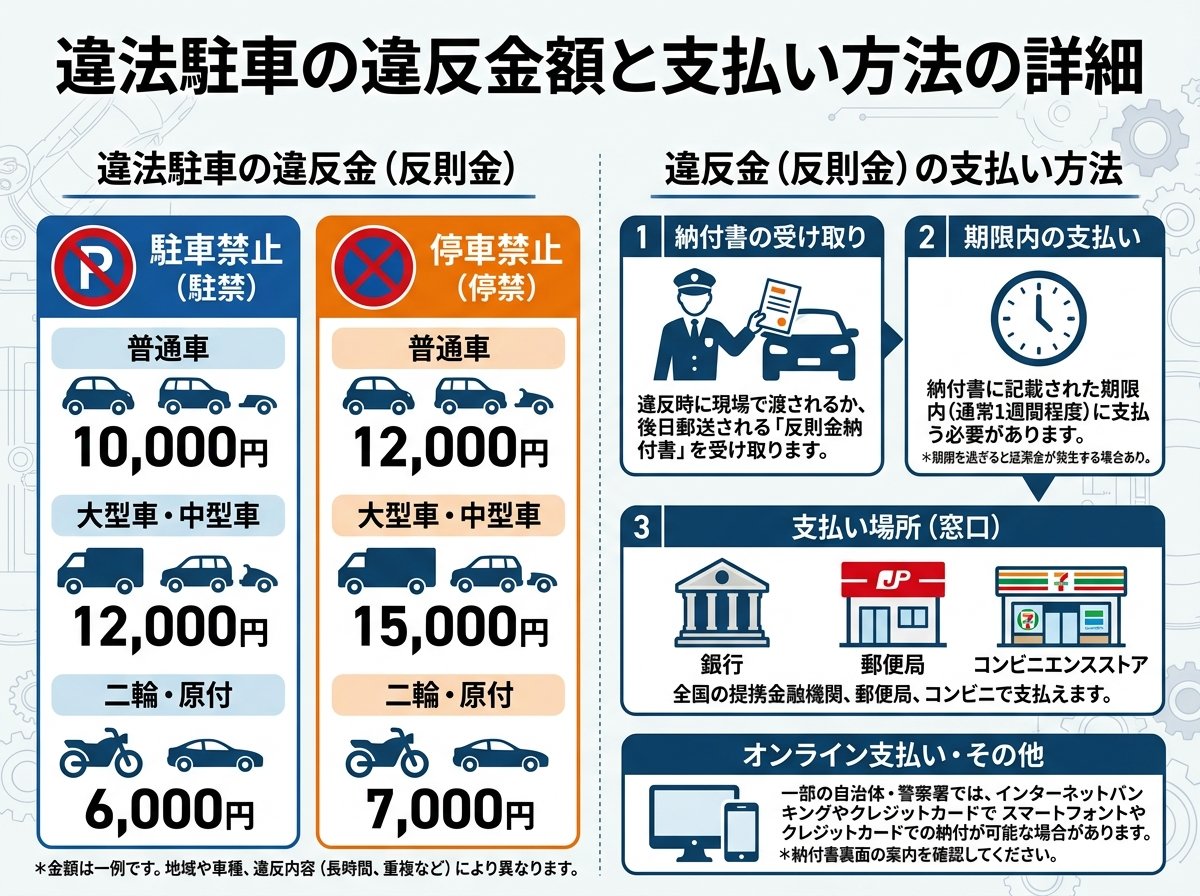 違法駐車の違反金額と支払い方法の詳細