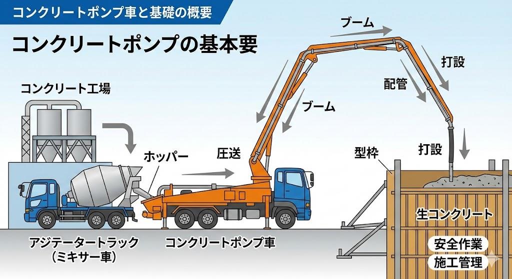 ポンプ車 コンクリート圧送と打設の基本