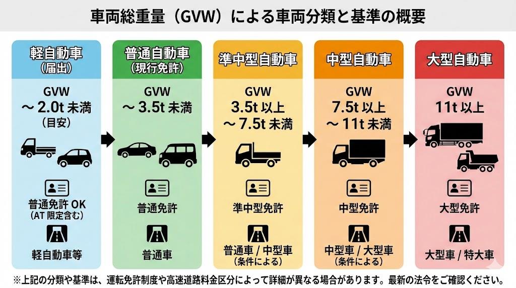車両総重量一覧と分類基準