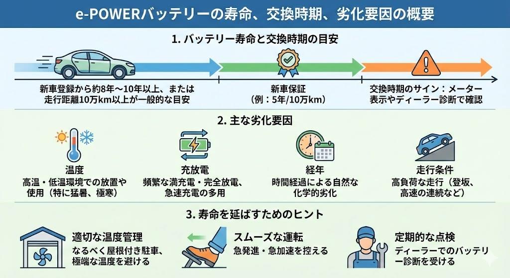 e-powerバッテリー寿命と交換時期劣化要因